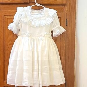 NORALEE Lace Celebratory Short Sleeves White Dress for a Girl, Size6Y.